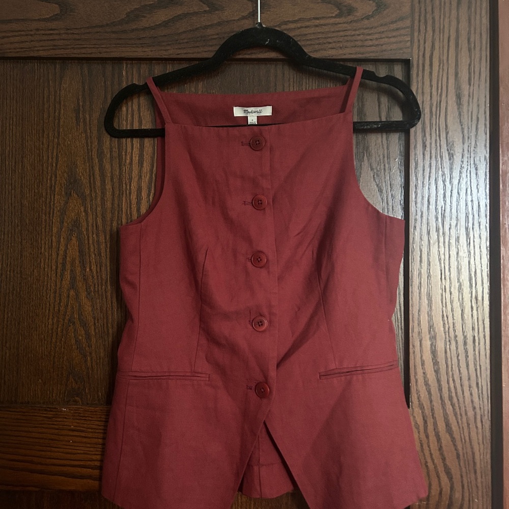 Madewell Brick Red Button-Up Vest - Picture 3 of 5